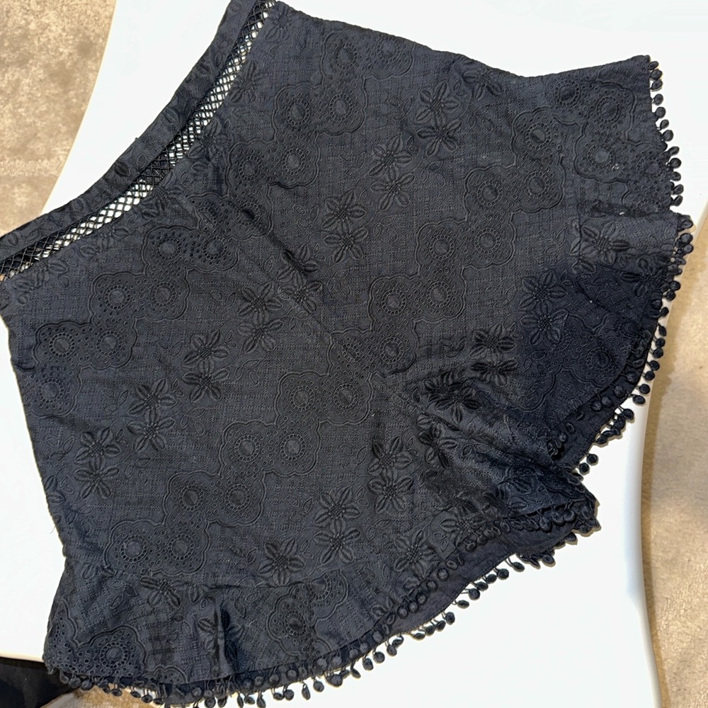 Zimmermann Black Lace Accent Shorts